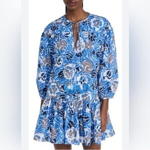 Tanya Taylor Size XS • Shia Oversized Blue Swim Cover Up Mini Dress.